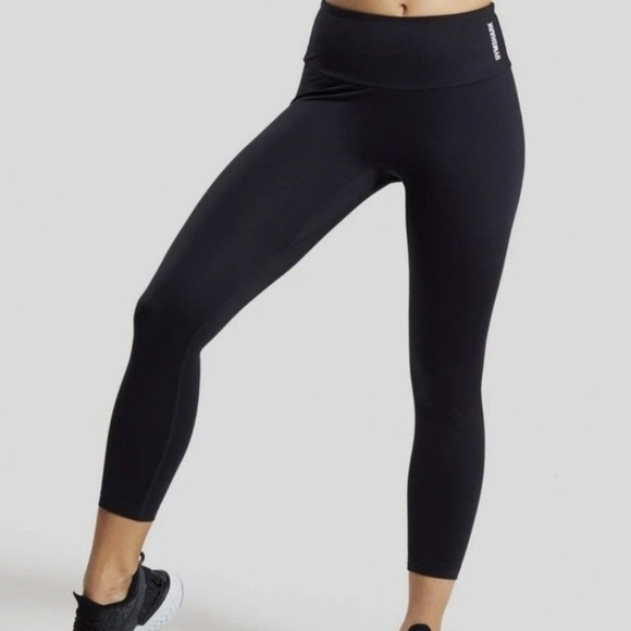 GYMSHARK Training 7/8 Leggings Pants Stretch Elastic Waist Black Size Small - Picture 1 of 9